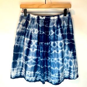 Madewell Indigo Shibori Tie Dye Linen Mini Skirt Size 6